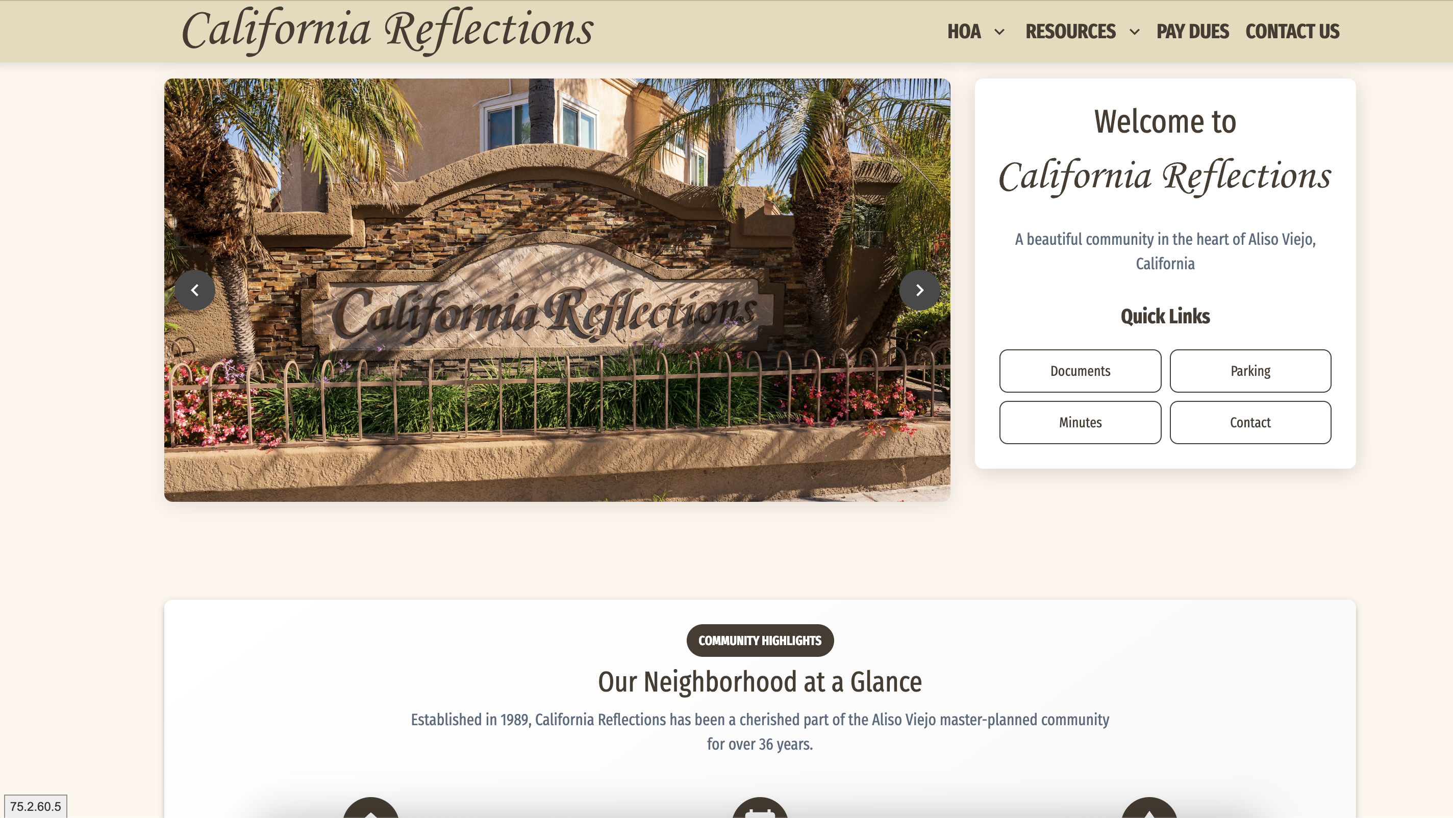 California Reflections HOA Website